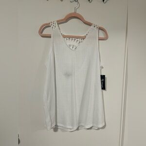 Elegant White Lace-Trimmed Tank Top